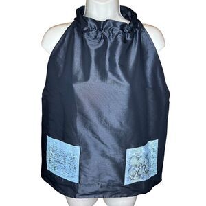 Pascal Black Ruffle Neck Sleeveless Top Size Large